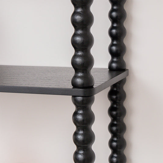  Black Wooden Bobble Framed 3 Tier Shelf 