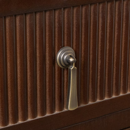 3 Drawer Dark Brown Wooden Reeded Chest of Drawers - Georgian Range