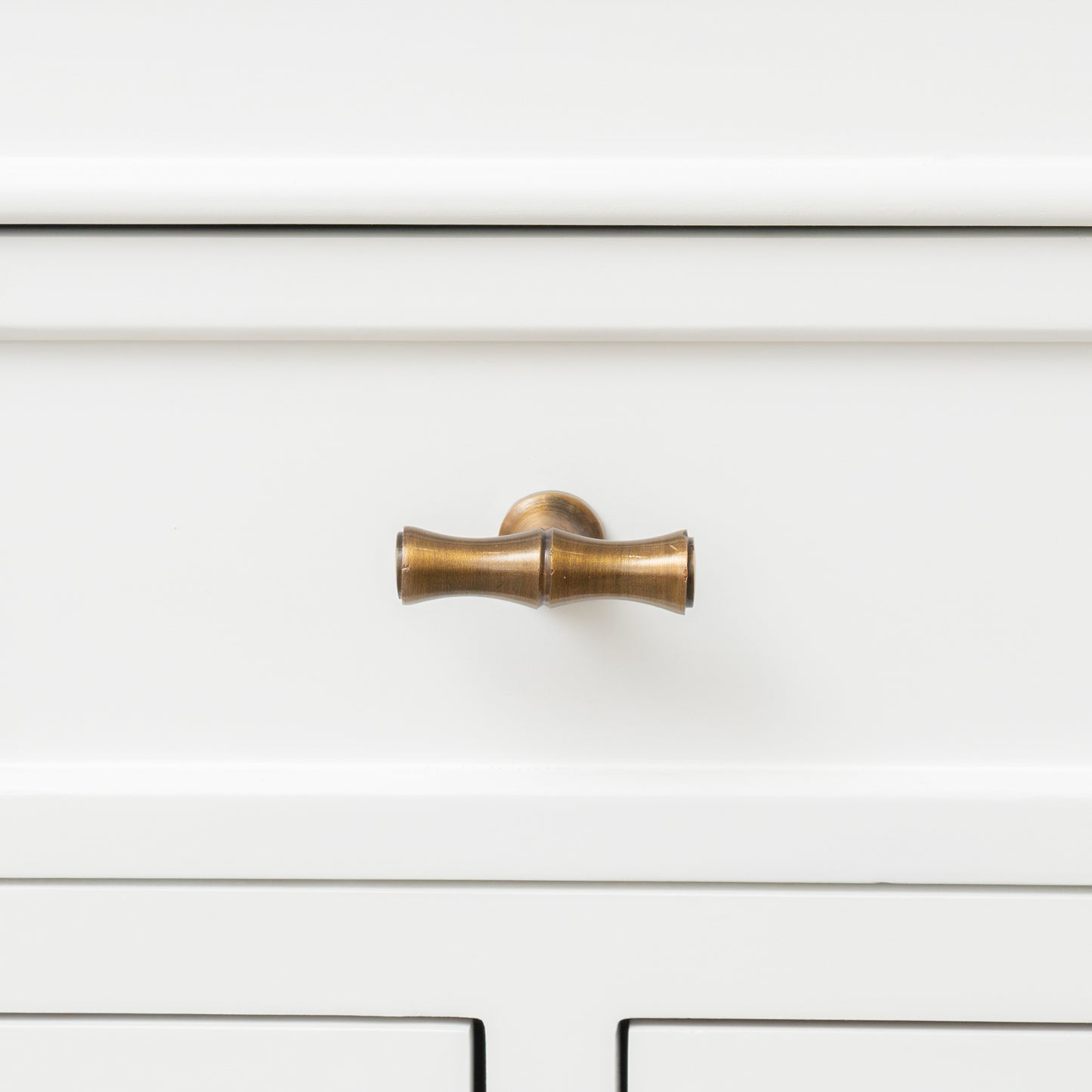 Set of 4 Antique Brass Bamboo Style T Shape Drawer Knobs