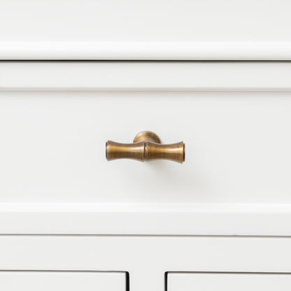 Set of 4 Antique Brass Bamboo Style T Shape Drawer Knobs