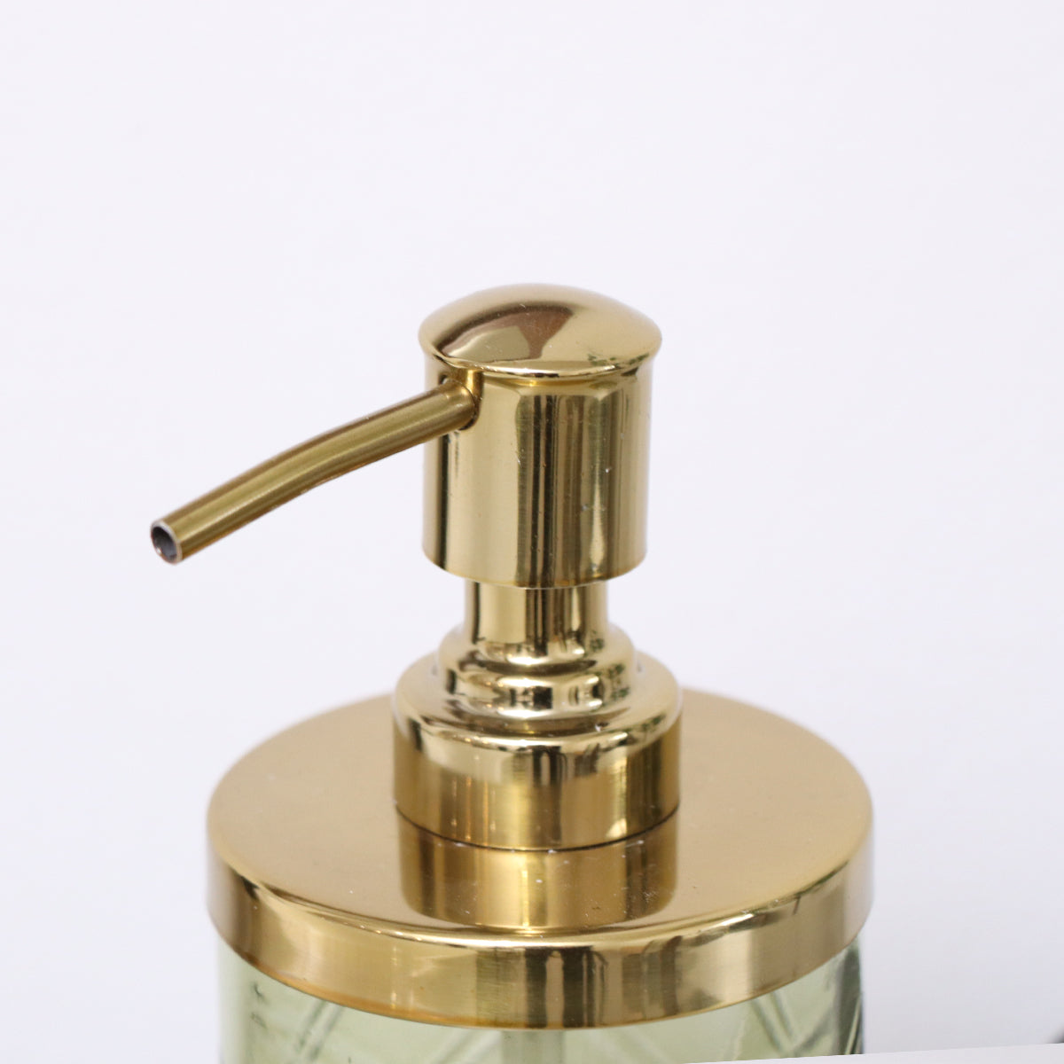 Green Patterned Soap Dispenser with Gold Rim