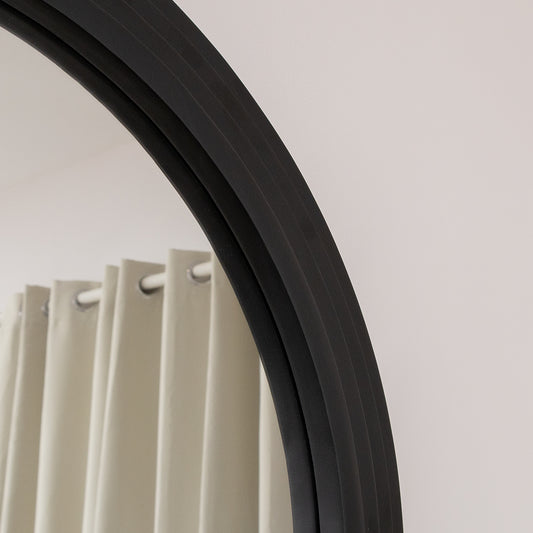  Large Black Arched Wall Mirror - 90cm x 77cm 