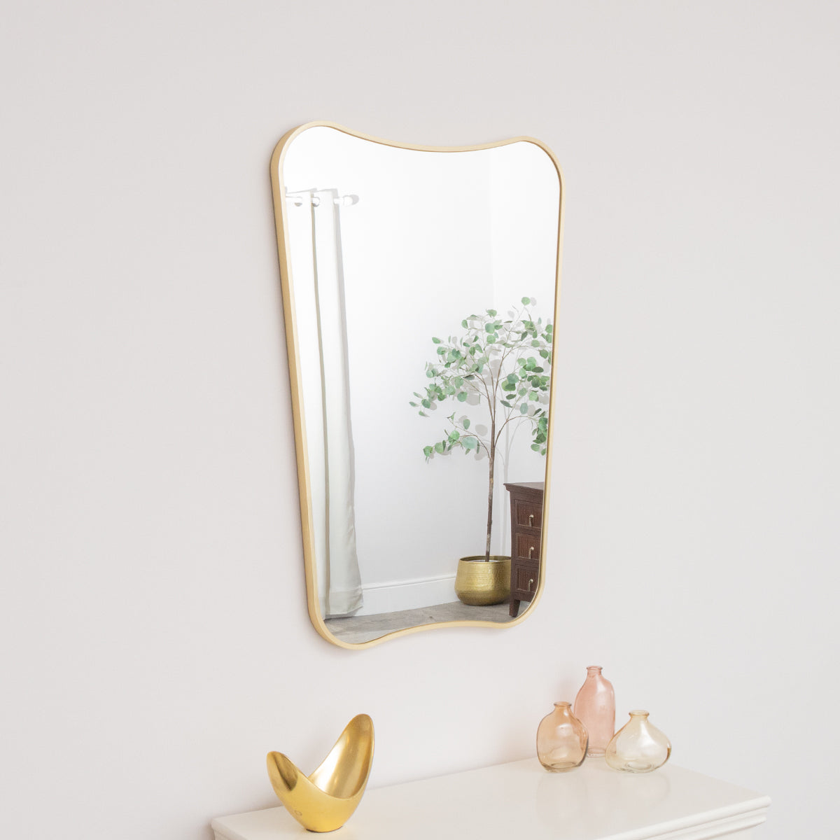 Gold Asymmetrical Metal Framed Wall Mirror - 54cm x 80cm