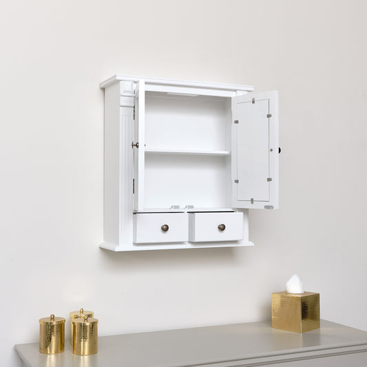  White Mirrored Bathroom Wall Cabinet 