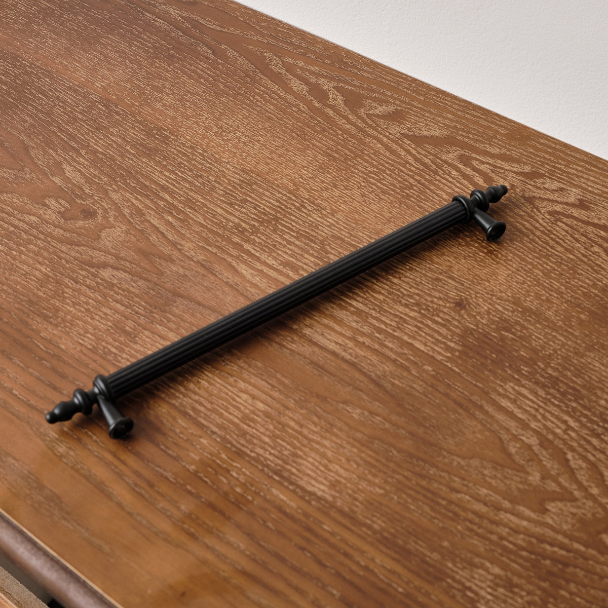 Large Black Ribbed Metal Bar Pull Handle 27cm