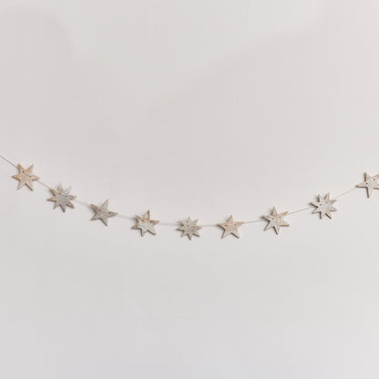 Distressed Wooden Star Garland - 120cm