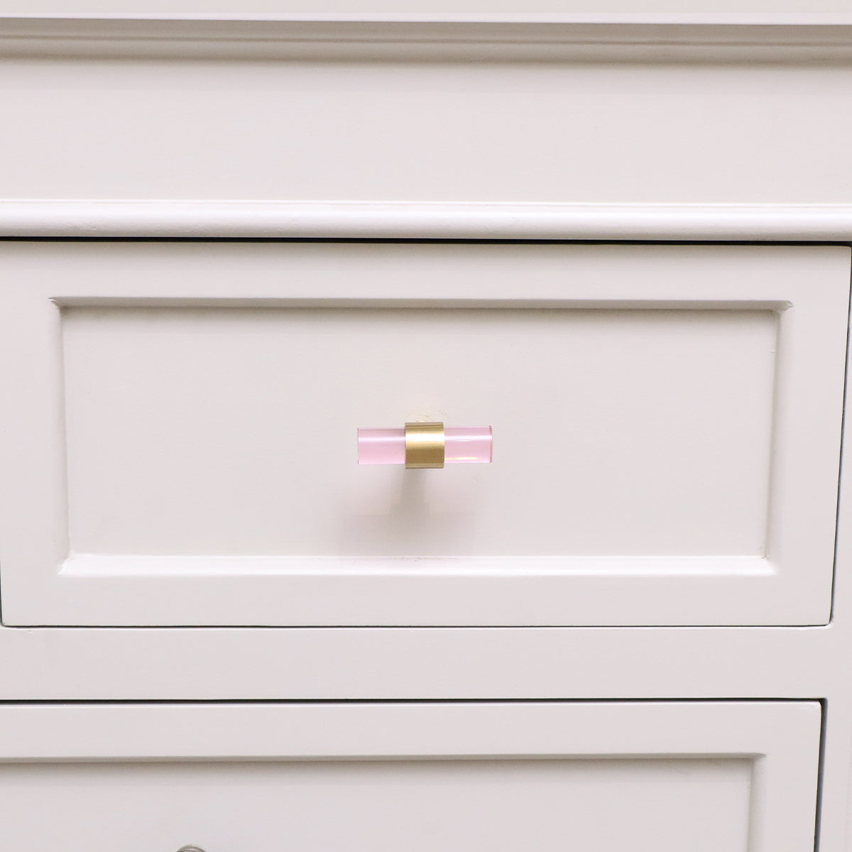 Gold & Pink Acrylic T-Bar Shaped Drawer Handle