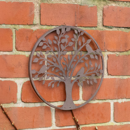 Galvanised Rust Tree Detail Garden Wall Art - 30cm
