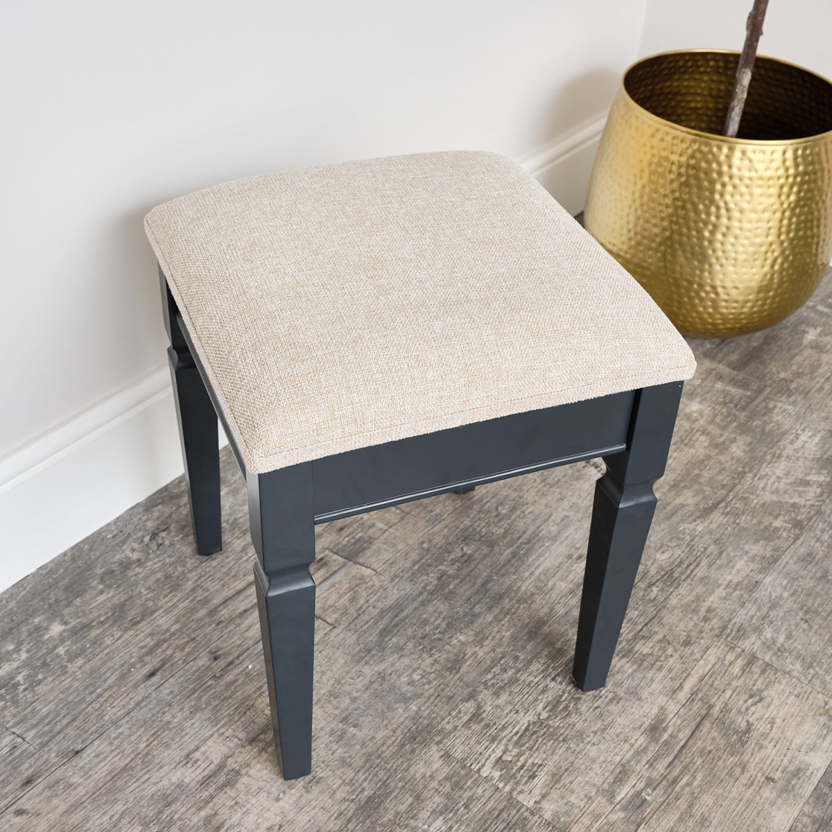 Navy Black Cushioned Dressing Table Stool - Daventry Navy Black Range