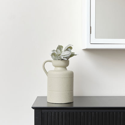 Medium Taupe Green & Gold Speckled Jug Vase - 26cm