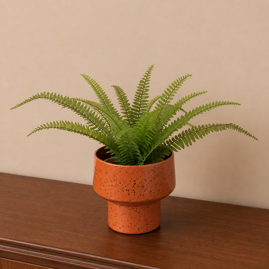  Medium Orange Rust Speckled Iron Planter Pot - 18cm x 16cm 