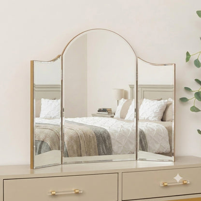 Arched Gold Vintage Triple Dressing Table Mirror - Liana Range
