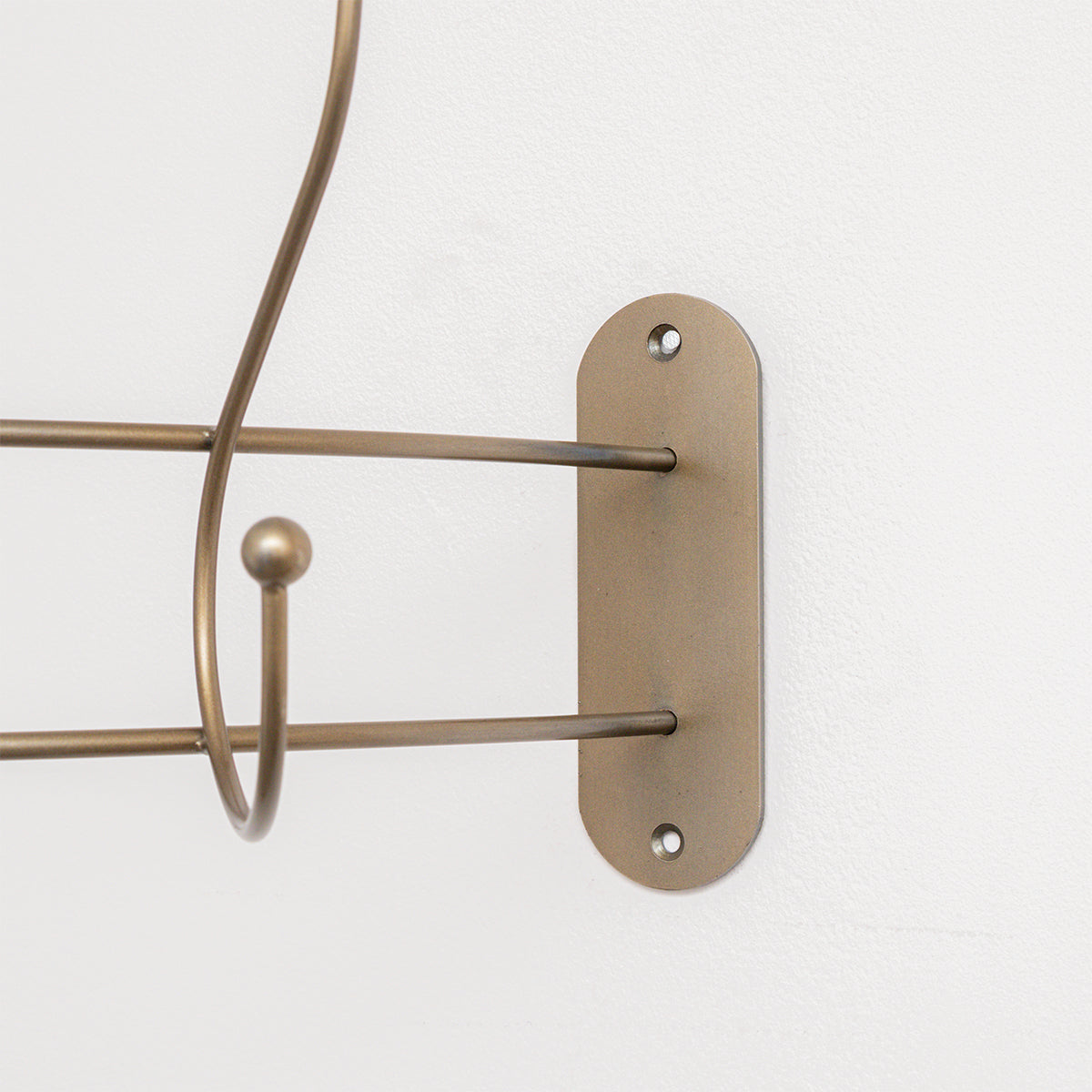 Antique Gold Curved Coat Hanger Rail with 5 Storage Hooks - 60cm