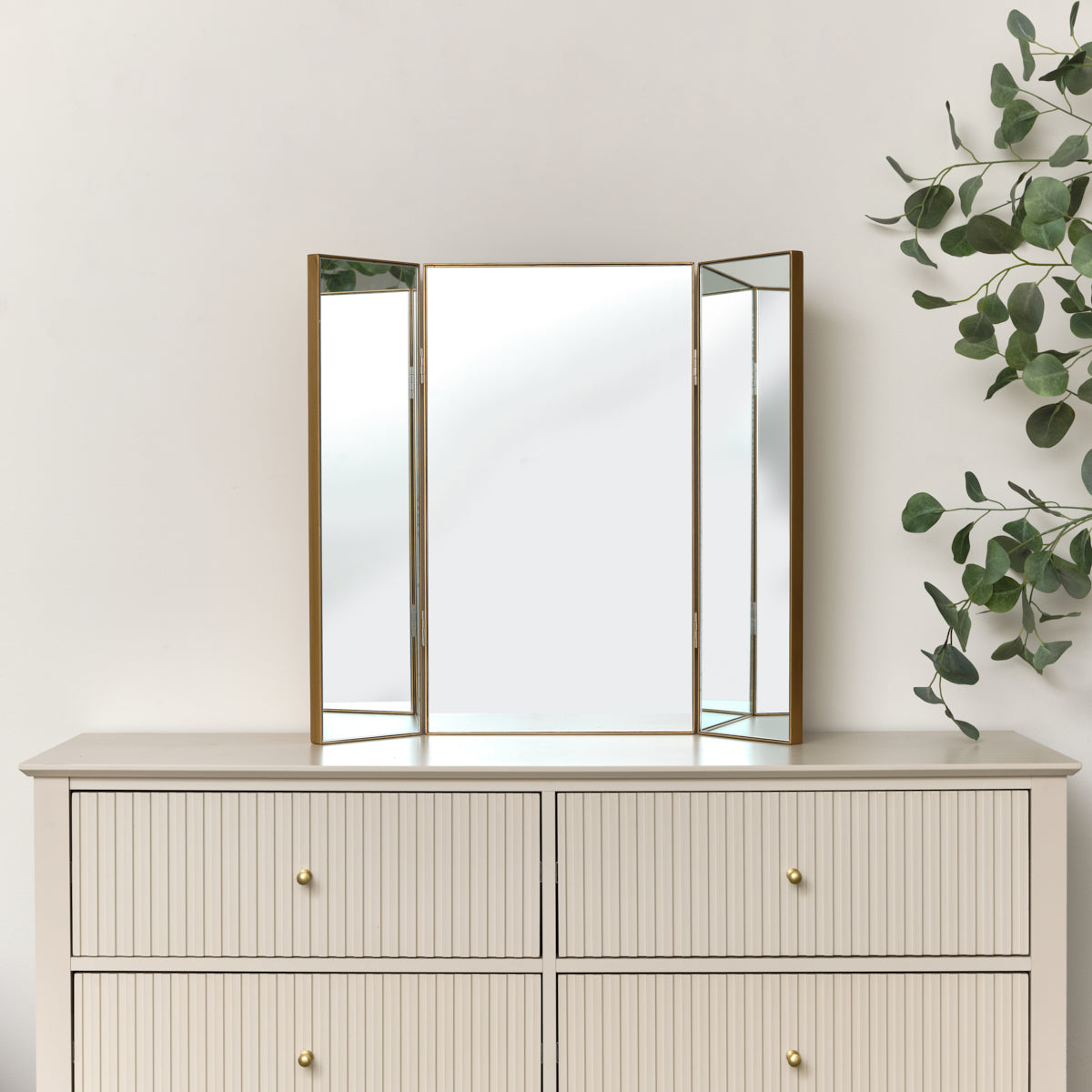 Large Gold Dressing Table Triple Mirror - 70cm x 60cm Windsor Browne Large Gold Dressing Table Triple Mirror - 70cm x 60cm Windsor Browne