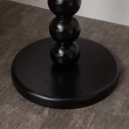 Black Painted Round Wooden Bobble Side Table - 45cm x 56.5cm