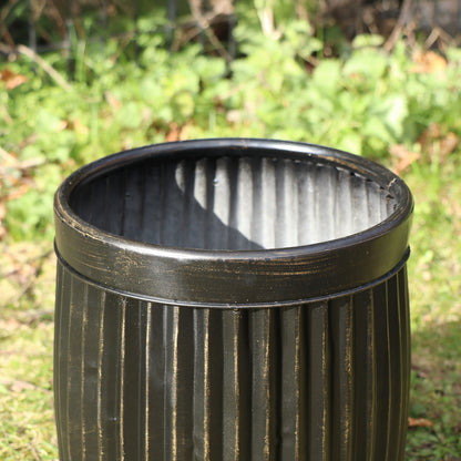 Round Metal Black & Gold Planter