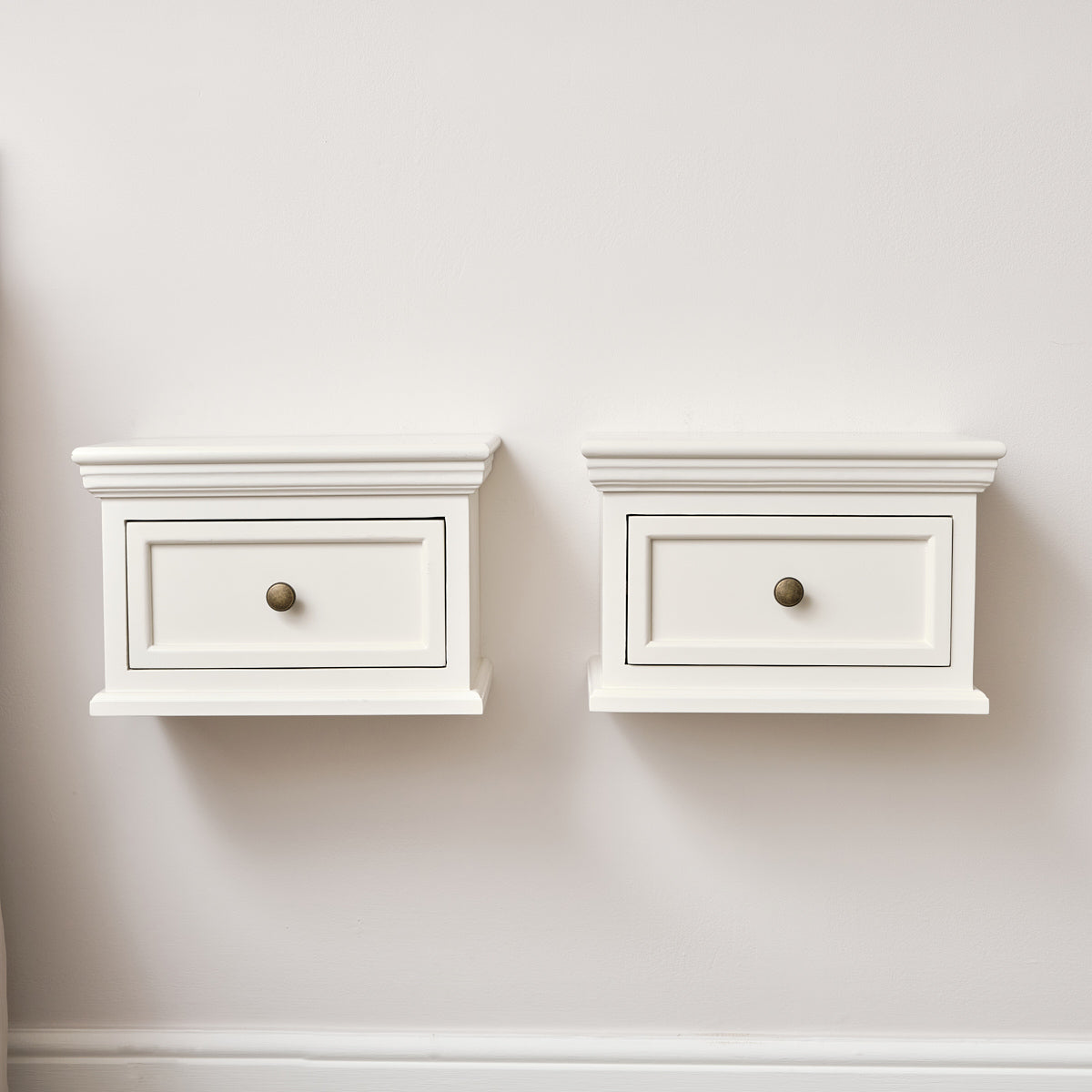 Pair of Ivory Wall Mounted Bedside Tables - Daventry Ivory Range