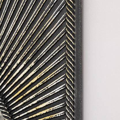 Distressed Black Rectangular Wooden Sunburst Wall Mirror - 60cm x 80cm