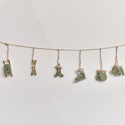 Green & White Winter Garland / Table Scatters - 120cm