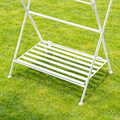 Rectangular Cream Metal Garden Side Table - 72cm x 52.5cm