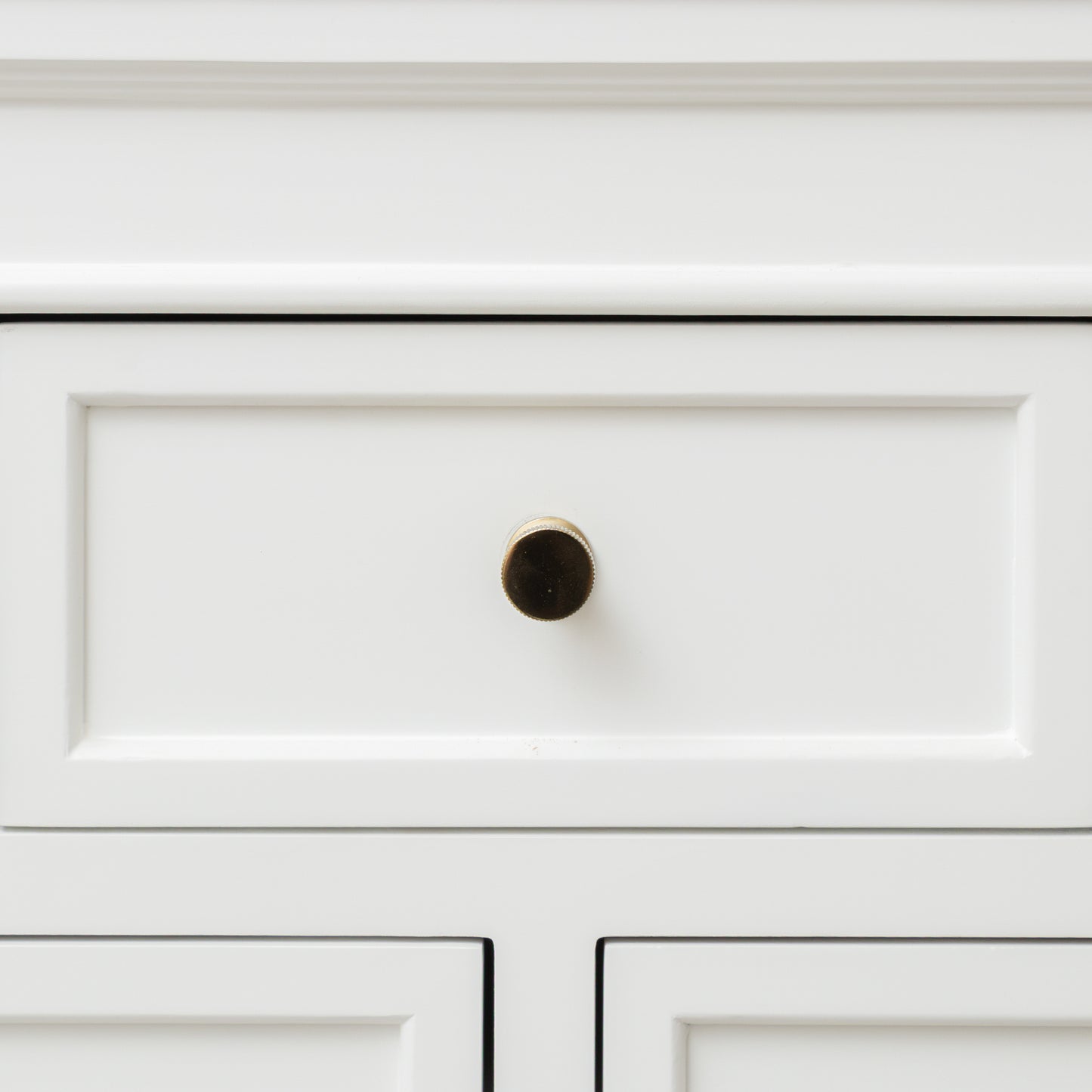 Set of 4 Shiny Gold Ribbed Edge Round Drawer Knobs