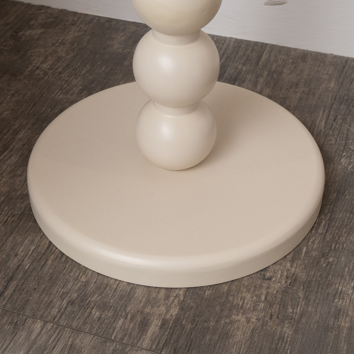 Taupe Painted Round Wooden Bobble Side Table - 45cm x 56.5cm
