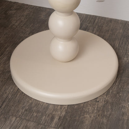 Taupe Painted Round Wooden Bobble Side Table - 45cm x 56.5cm