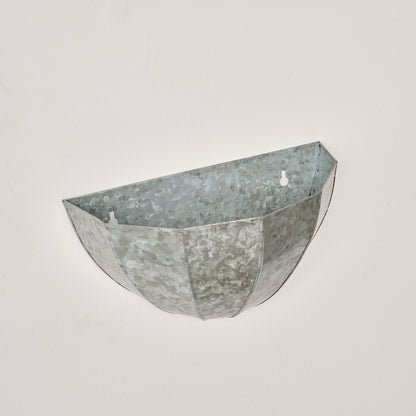 Silver Galvanised Scalloped Wall Planter