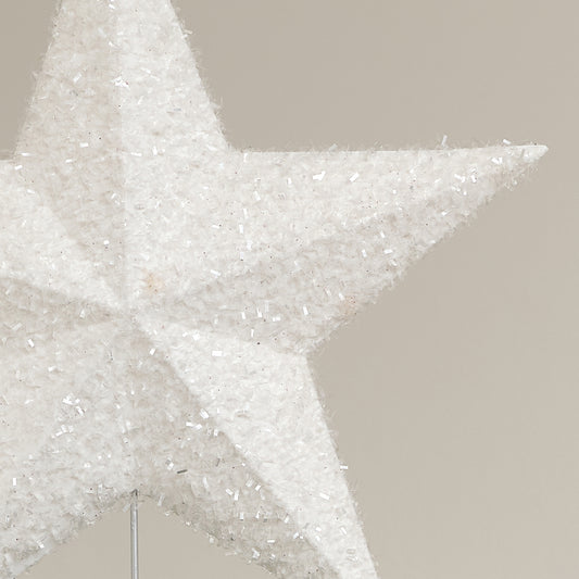  White Sparkly Star Christmas Tree Topper 
