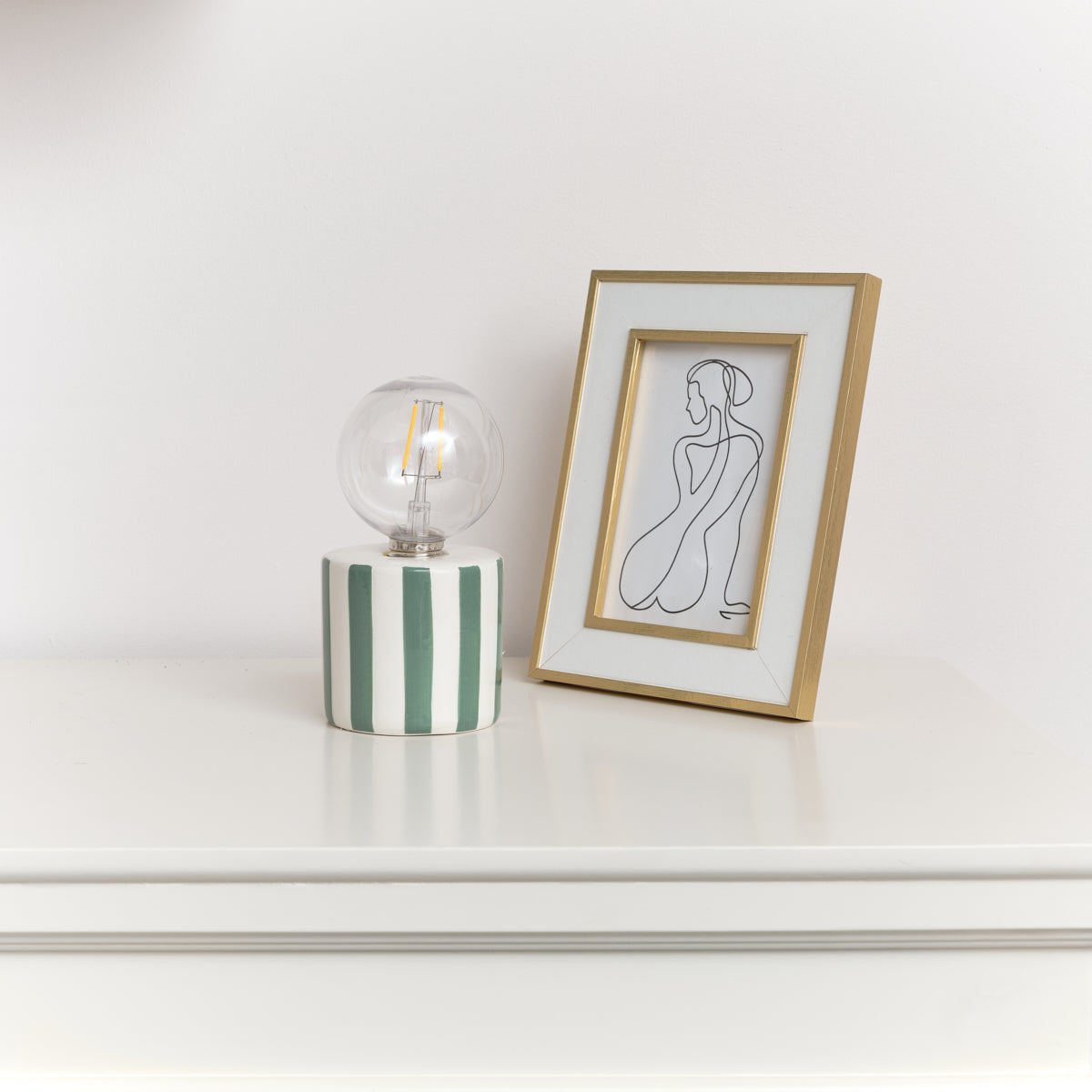 Green Cabana Stripe LED Desk Lamp - 18cm
