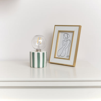 Green Cabana Stripe LED Desk Lamp - 18cm