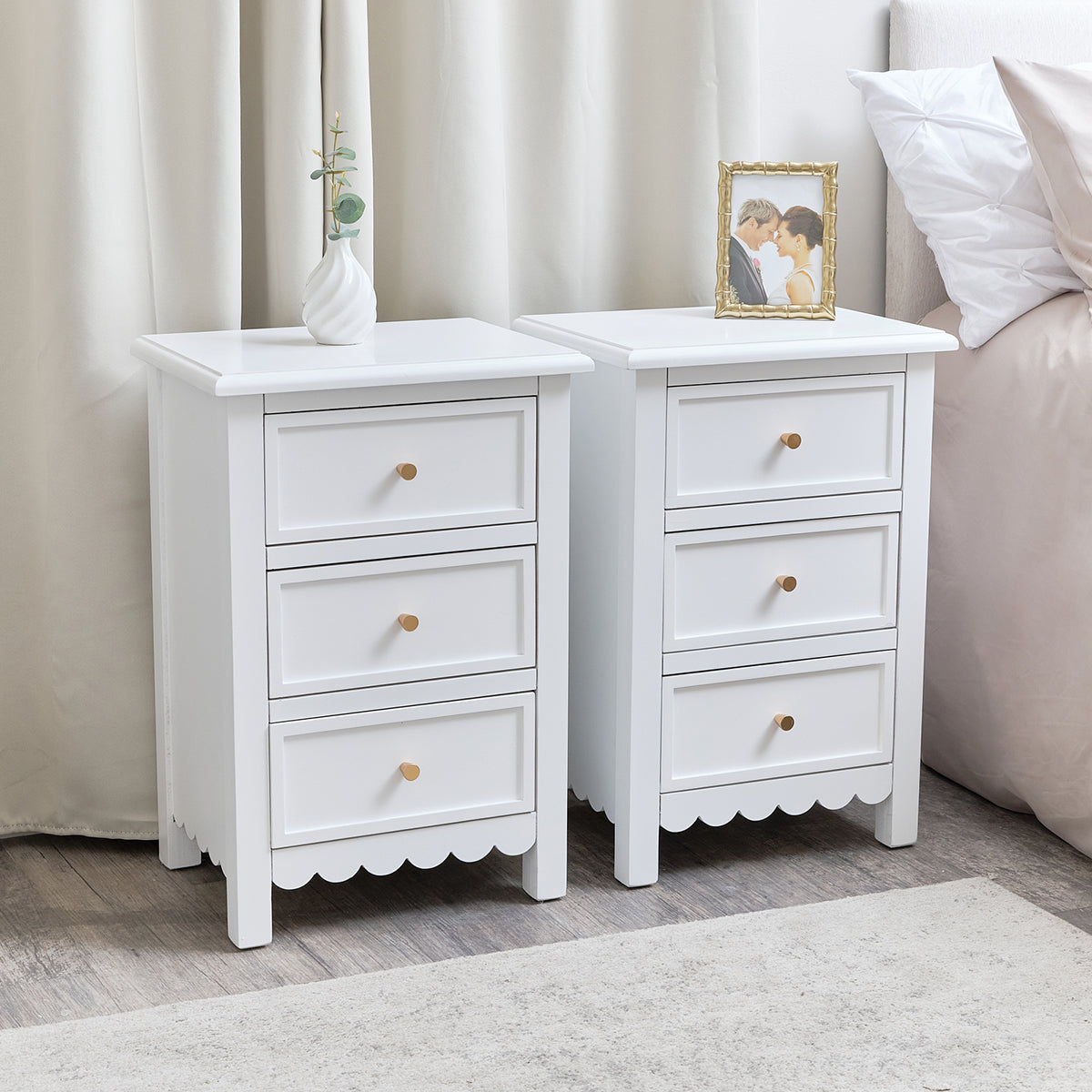 Large 3 drawer bedside table sales