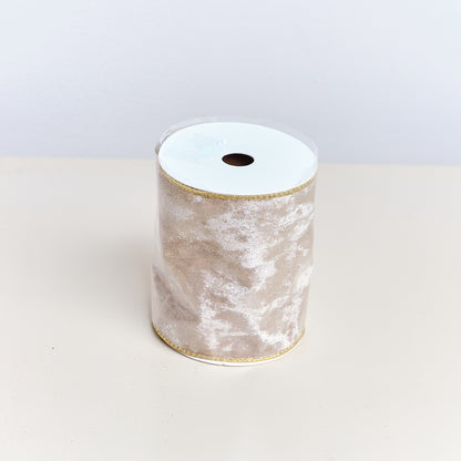 Large Shiny Velvet Pink & Gold Wired Ribbon Garland - 270cm