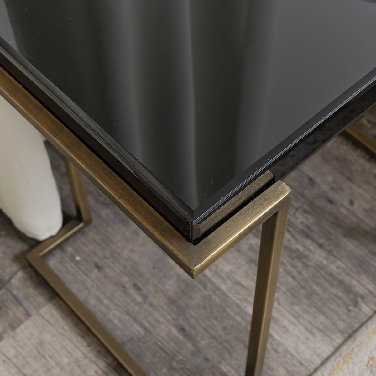 Rectangular Metal Black and Gold Framed Side Table