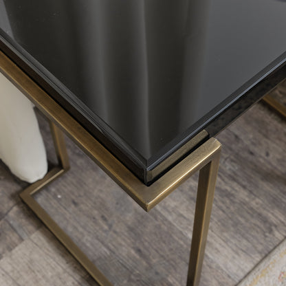 Rectangular Metal Black and Gold Framed Side Table