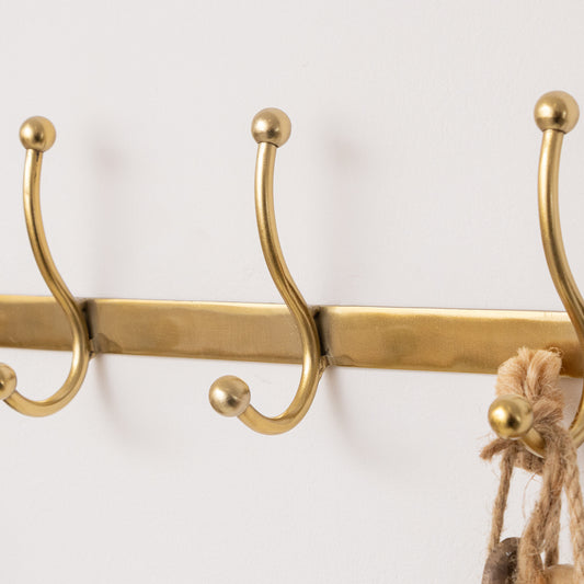  Antique Gold Metal Wall Hook Rail - 49cm 
