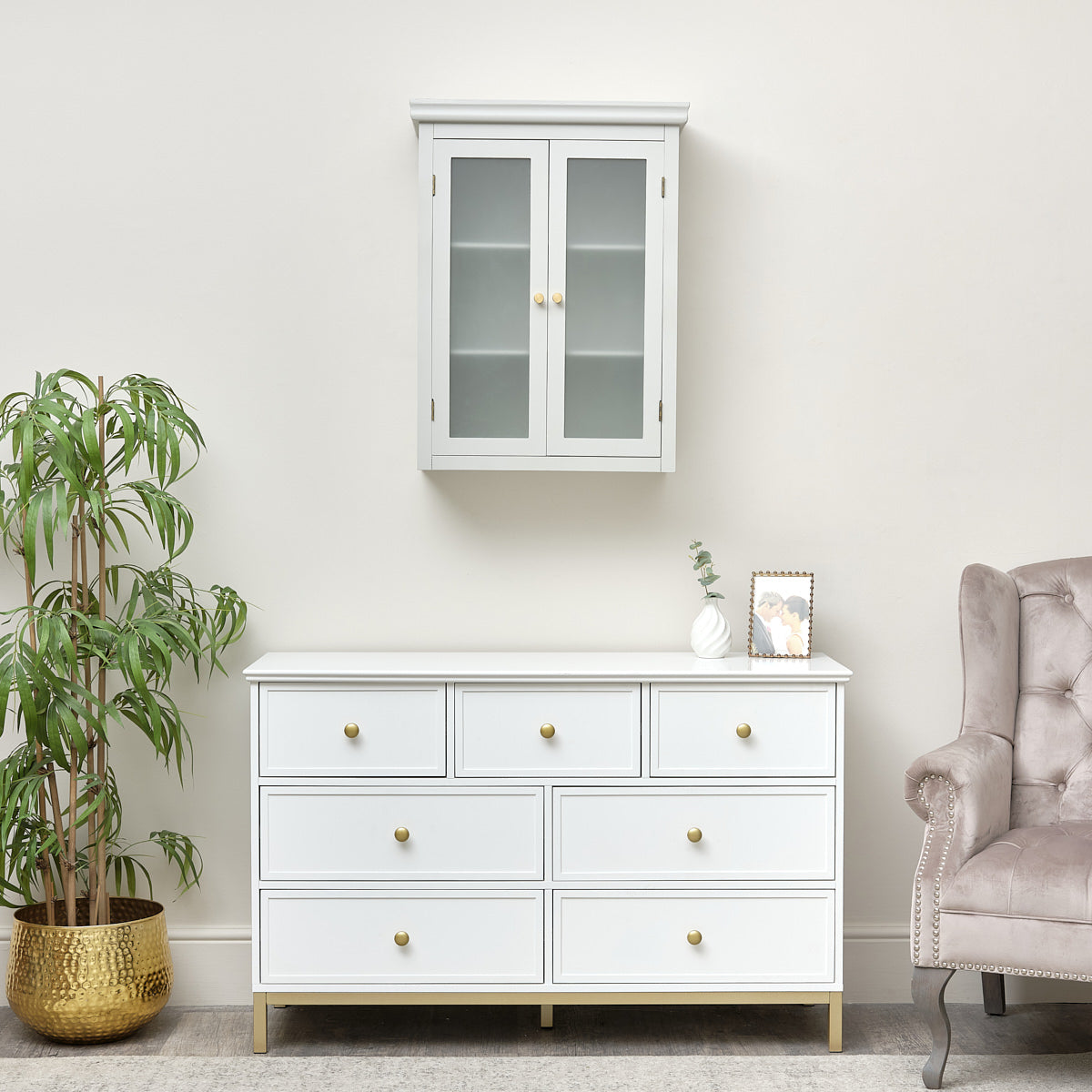 Frosted cheap glass dresser