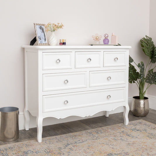  Large White Chest of 6 Drawers - Victoria Range 