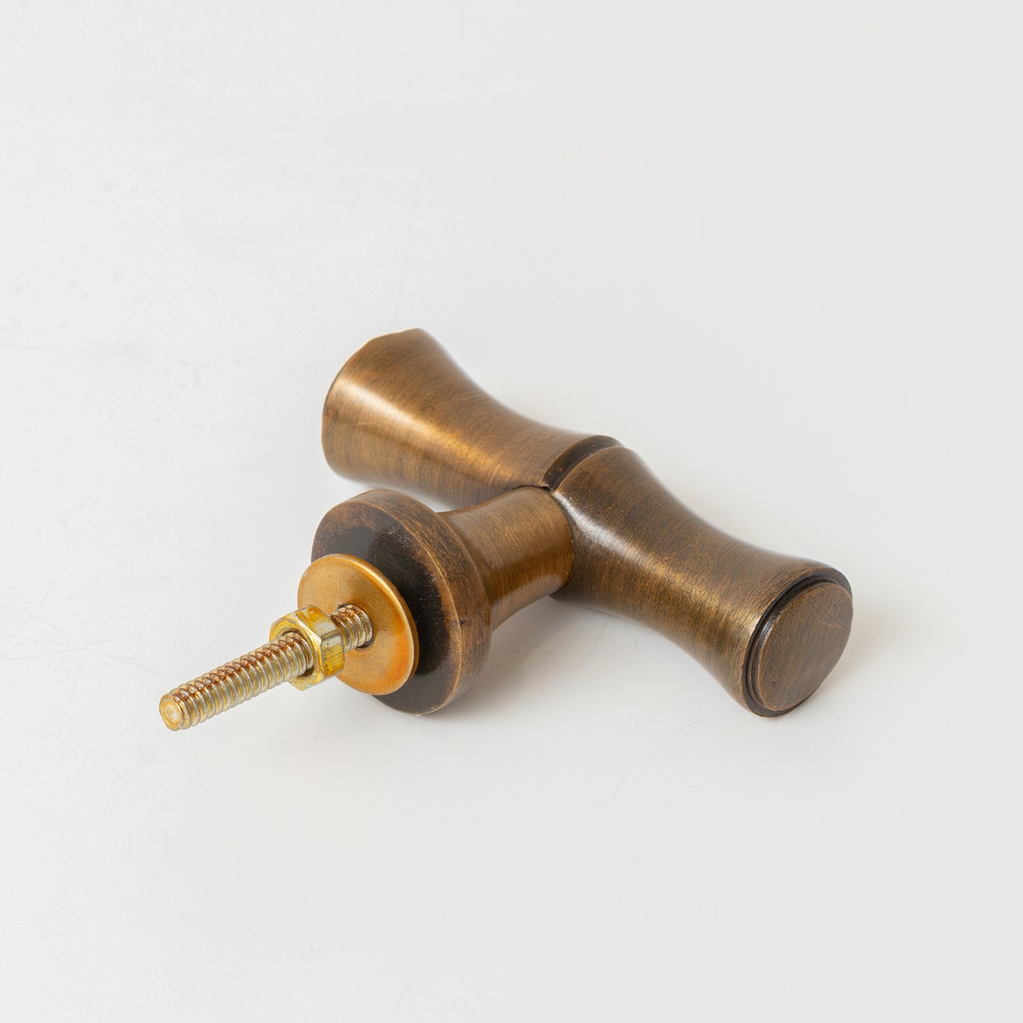 Set of 4 Antique Brass Bamboo Style T Shape Drawer Knobs