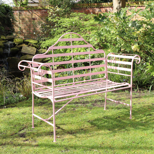  Pink Arched Metal Garden Bench 
