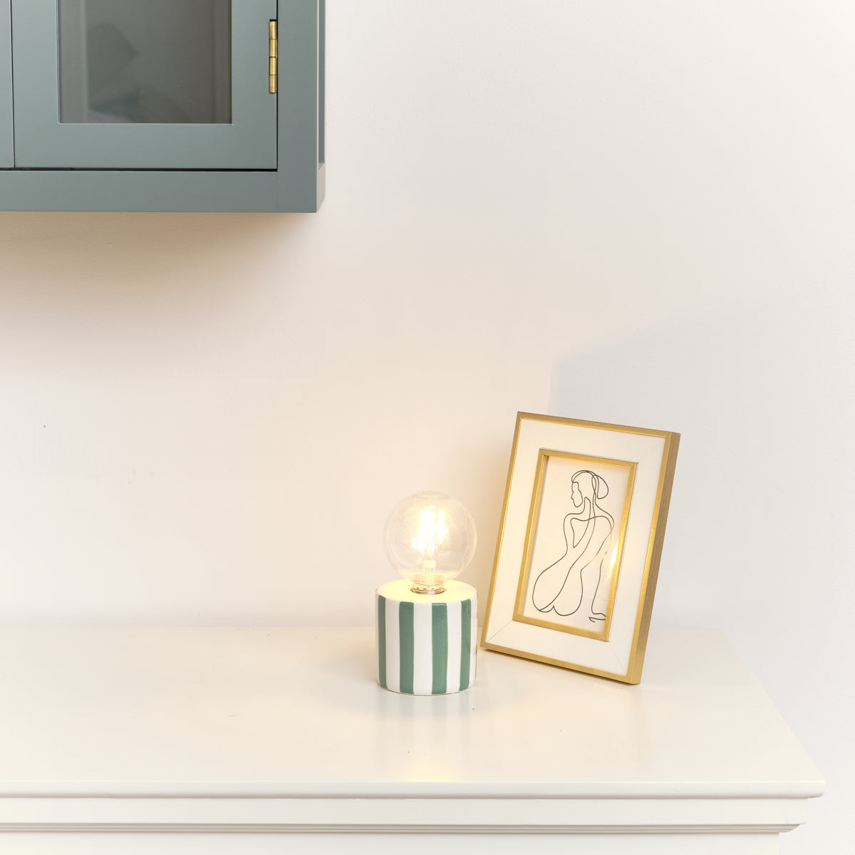 Green Cabana Stripe LED Desk Lamp - 18cm
