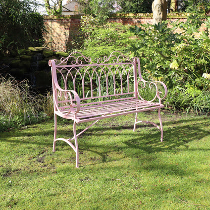 Pink Vintage Metal Garden Bench