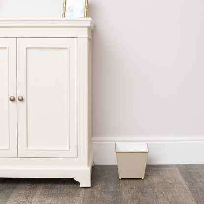 Sandy Beige Metal Planter Pot with Gold Feet - 17cm x 16.5cm