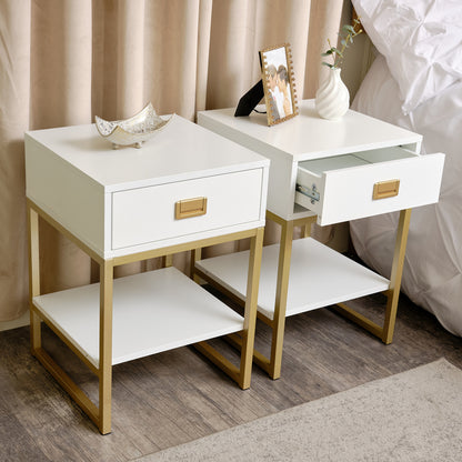 Pair of One Drawer Bedside Tables - Elle White Range