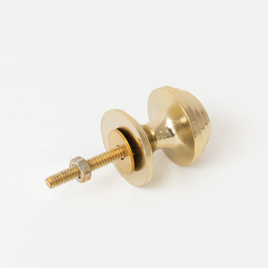  Set of 4 Shiny Gold Round Stepped Drawer Knobs 
