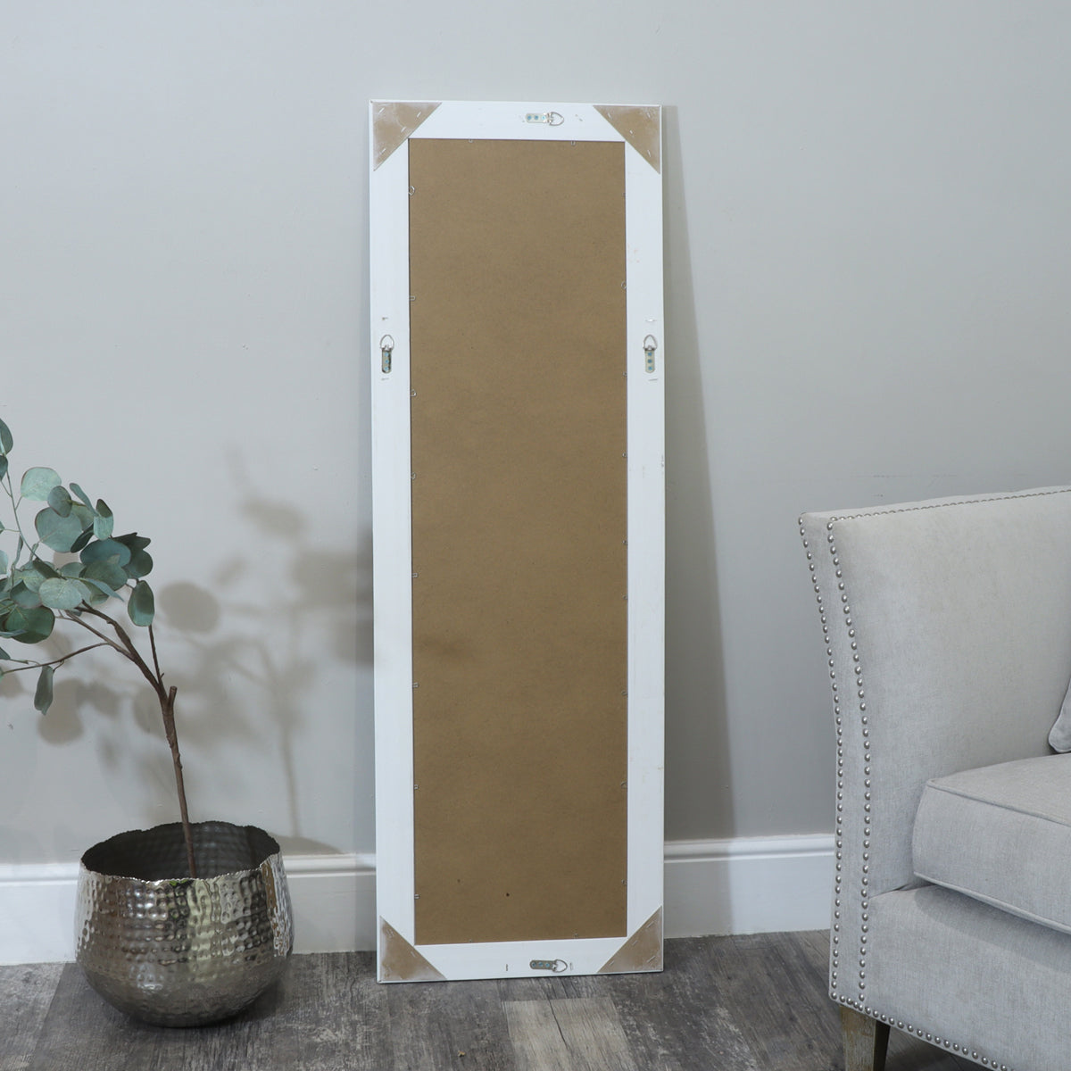 Tall / Long White Ornate Wall / Leaner Mirror - 47cm x 142cm