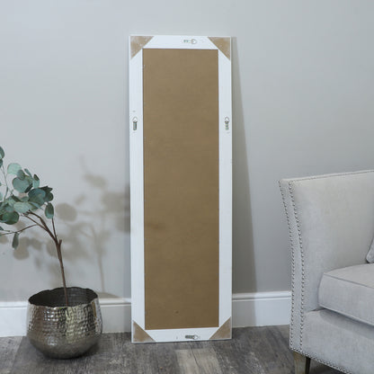 Tall / Long White Ornate Wall / Leaner Mirror - 47cm x 142cm