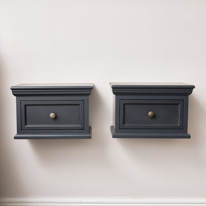 Pair of Navy Black Wall Mounted Bedside Tables - Daventry Navy Black Range