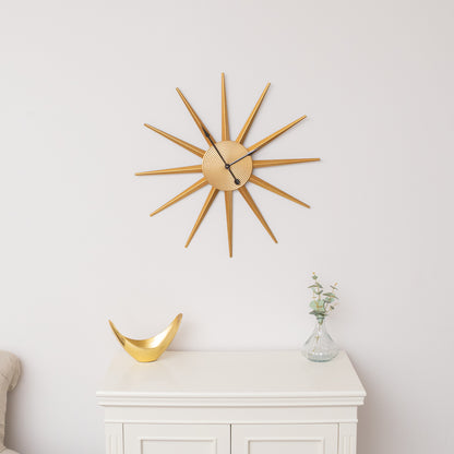 Gold Metal Starburst Detail Wall Clock - 60cm x 60cm