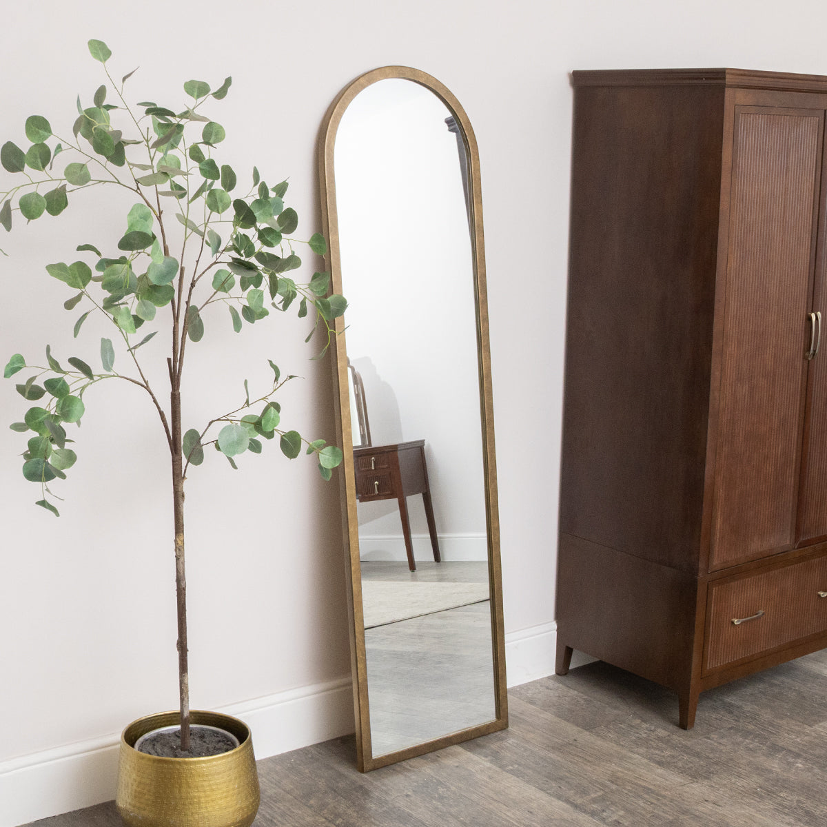 Large Bronze Framed Arched Wall & Leaner Mirror - 50cm x 180cm